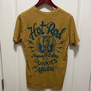 Affliction Men's Mustard and Blue Graphic Tee